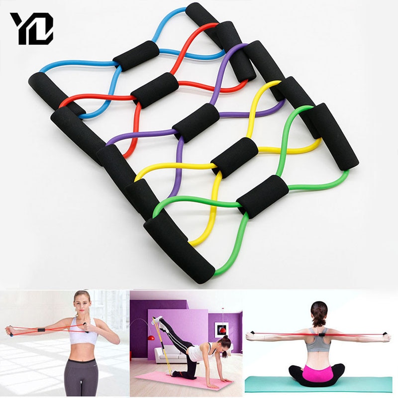 TPE 8 Word Fitness Yoga Gum Resistance Rubber Bands Fitness Elastic Band  Fitness Equipment Expander Workout Gym Exercise Train – AI Professionals LLC